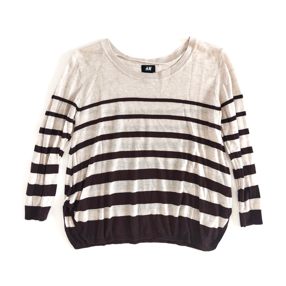 H&M Sweaters - H&M Cream & Brown Striped Long Sleeve Sweater